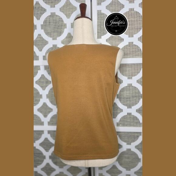 3/$25 Five Diamonds Deep Mustard V Neck Sleeveless Top Size Large - Picture 7 of 10